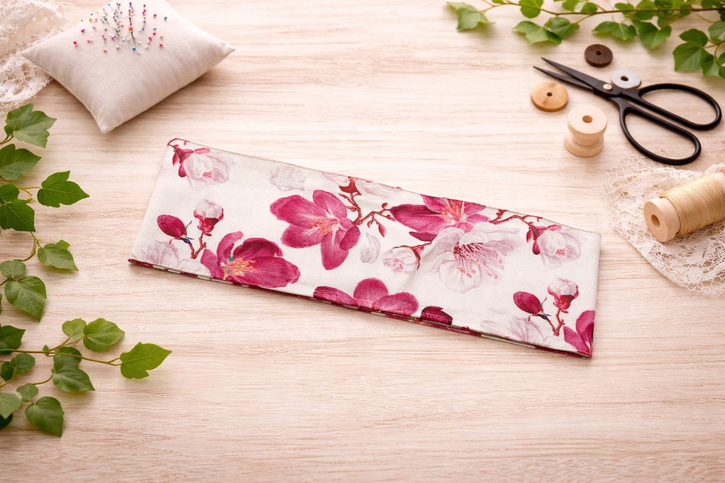 Sportovní rovná čelenka - Květy