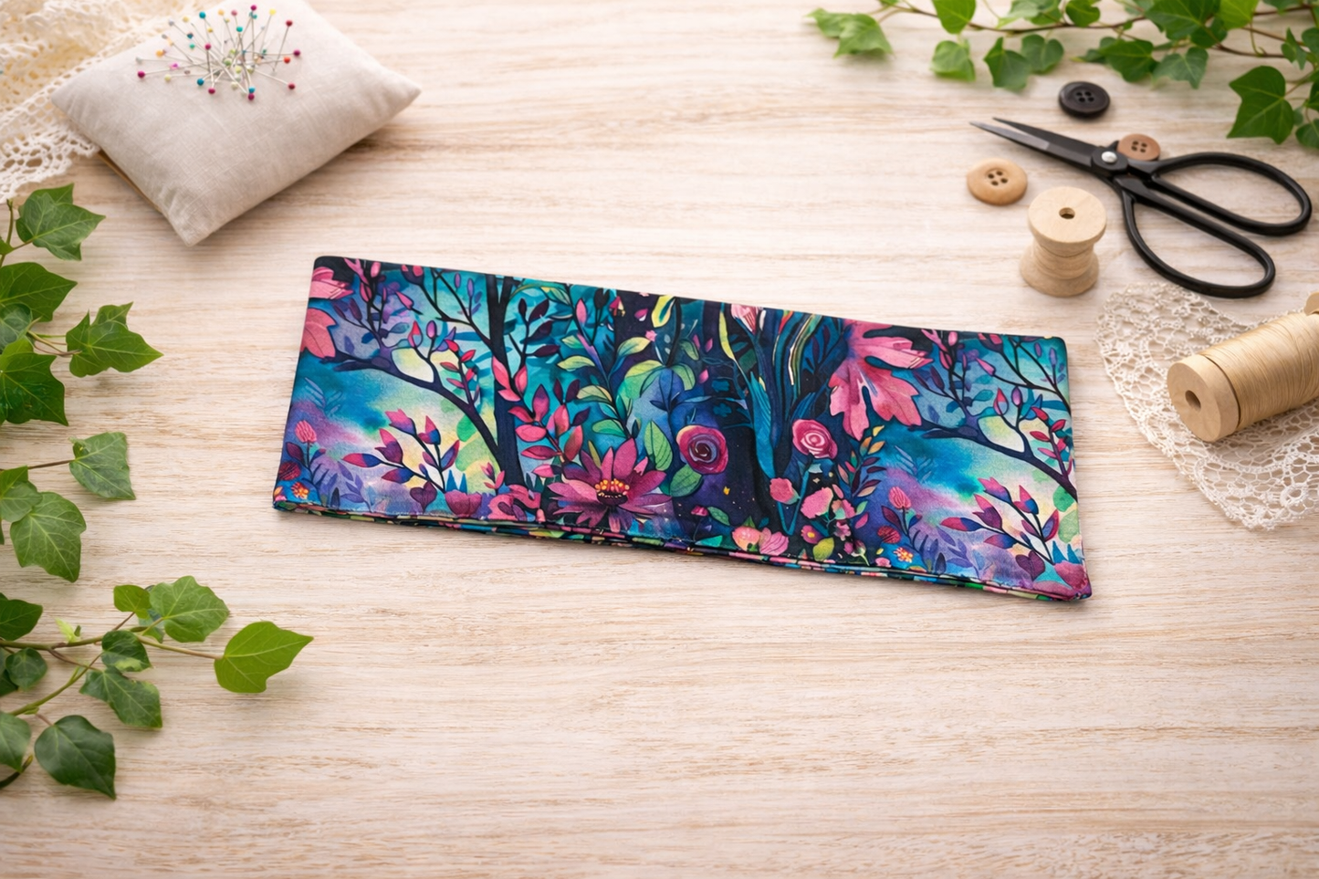 Sportovní rovná čelenka - Strom s kytkami