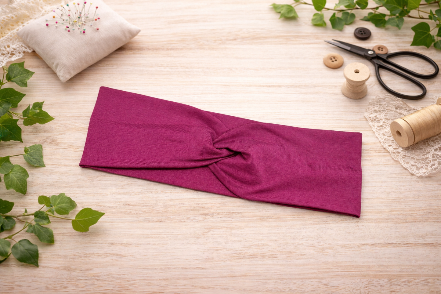 Křížená čelenka - Tmavě růžová