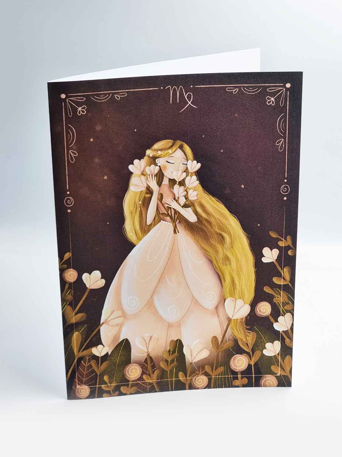 Autorská ilustrace narozeninové přání - Panna
