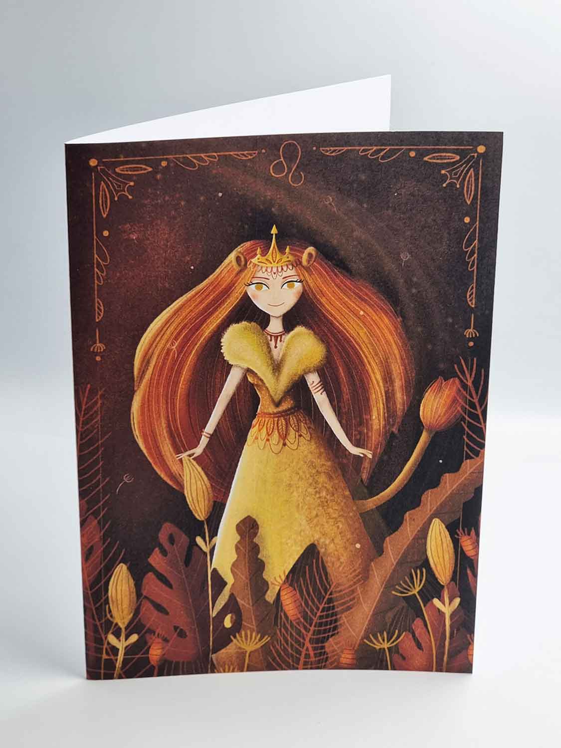 Autorská ilustrace narozeninové přání - Znamení lev