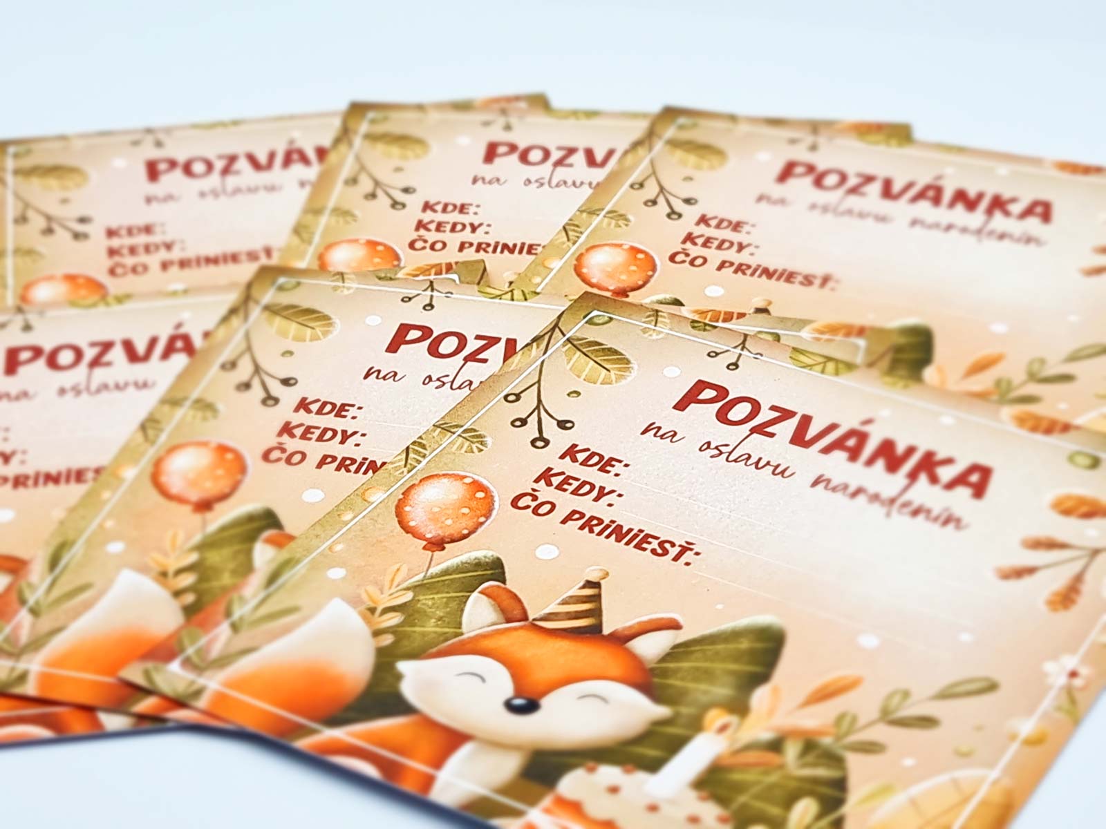 Dětské pozvánky na narozeninovou oslavu - Liška (6ks)