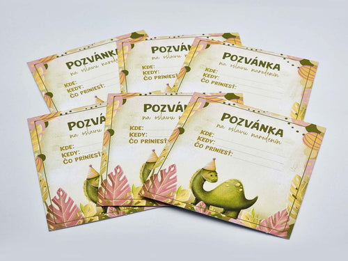 Dětské pozvánky na narozeninovou oslavu - Dinosaurus (6ks)