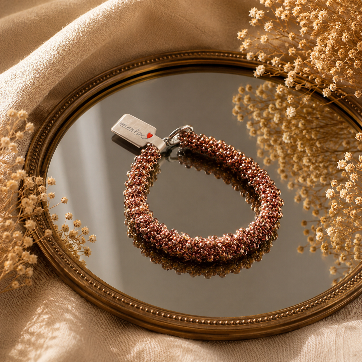 Šitý náramek - Rosegold (velikost 19,5cm)