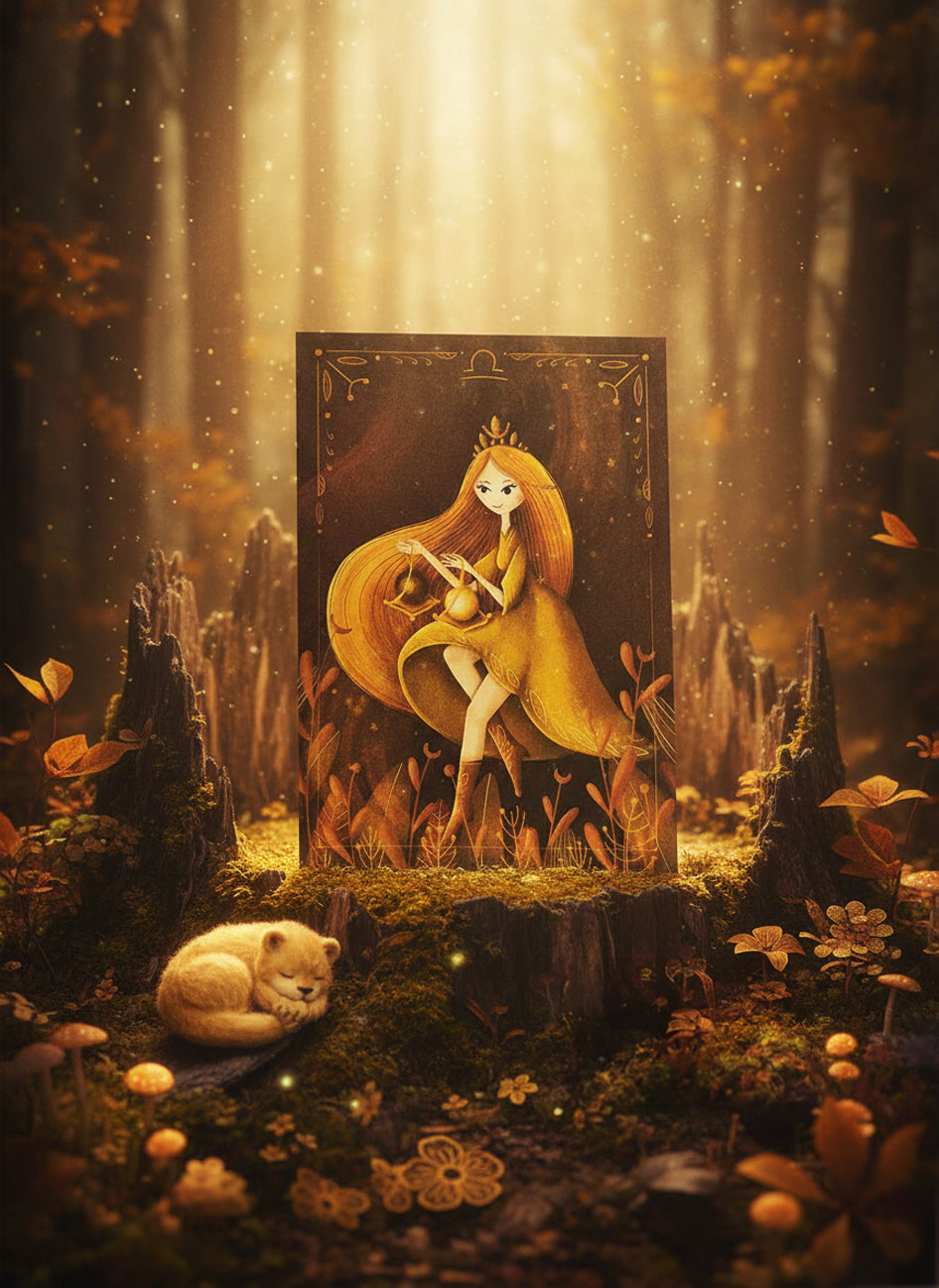 Autorská ilustrace narozeninové přání - Znamení váhy