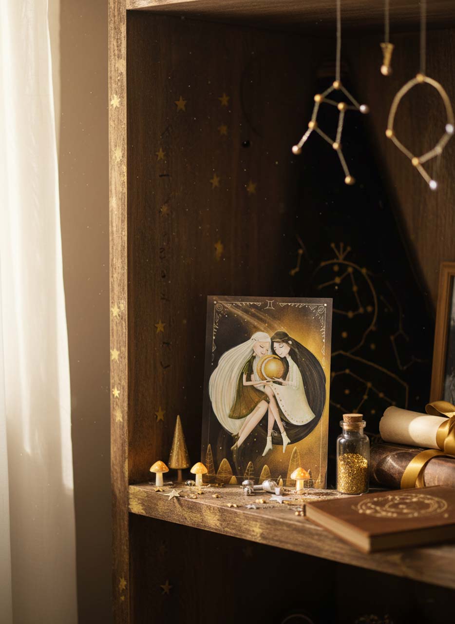 Autorská ilustrace narozeninové přání - Blíženec