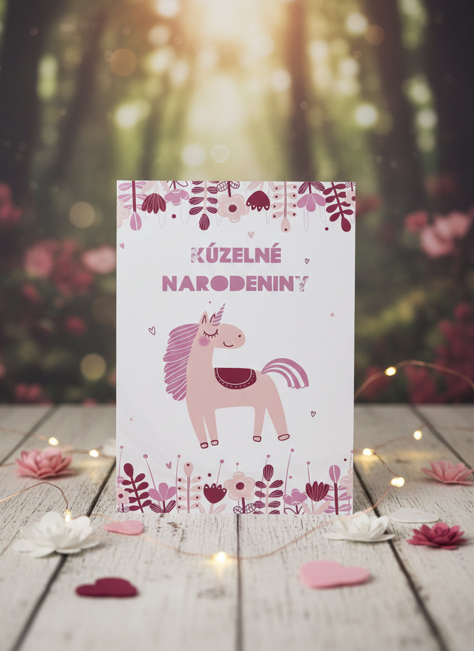 Narozeninové přání - Jednorožec (Česká verze)