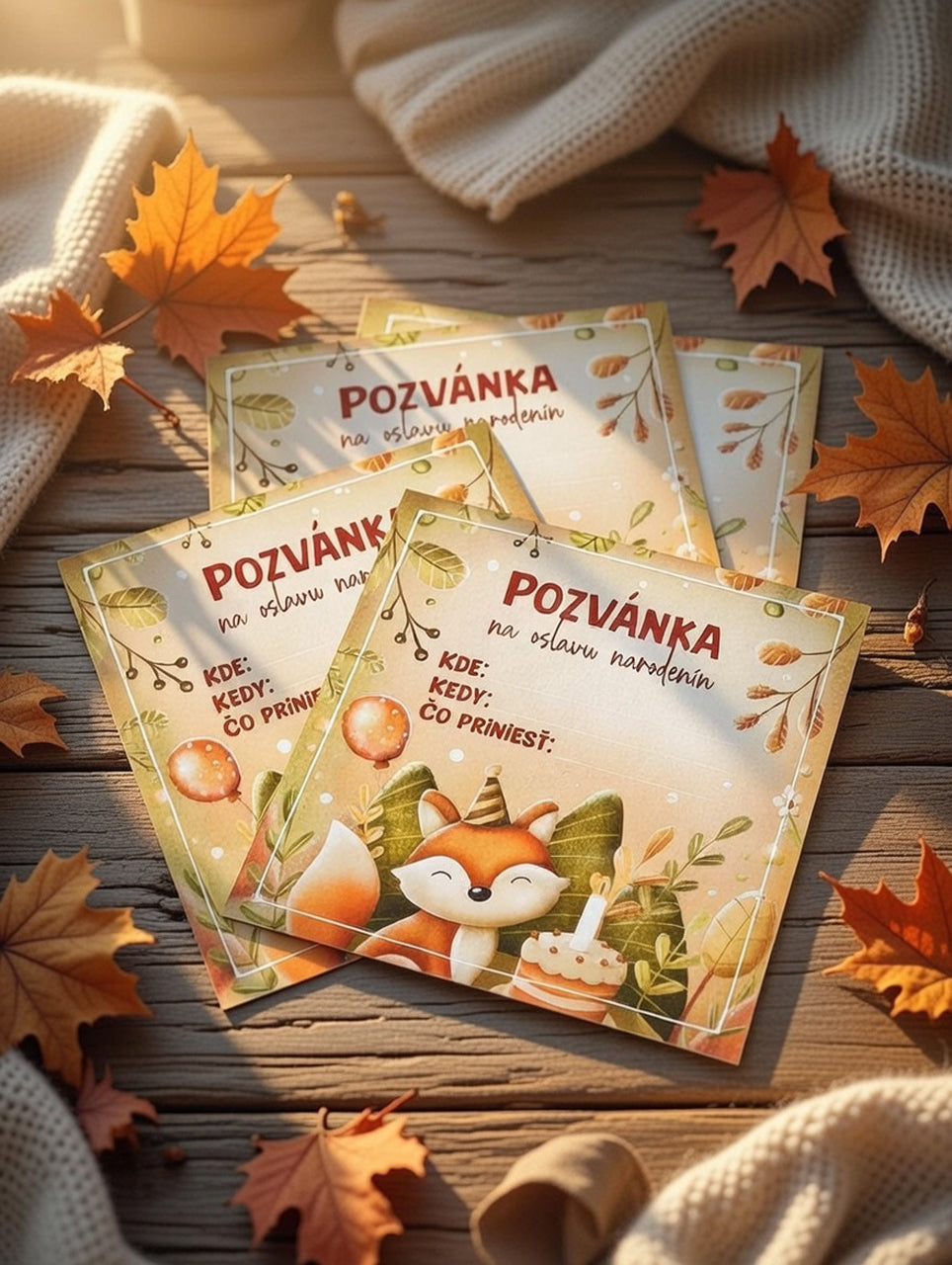 Dětské pozvánky na narozeninovou oslavu - Liška (6ks)