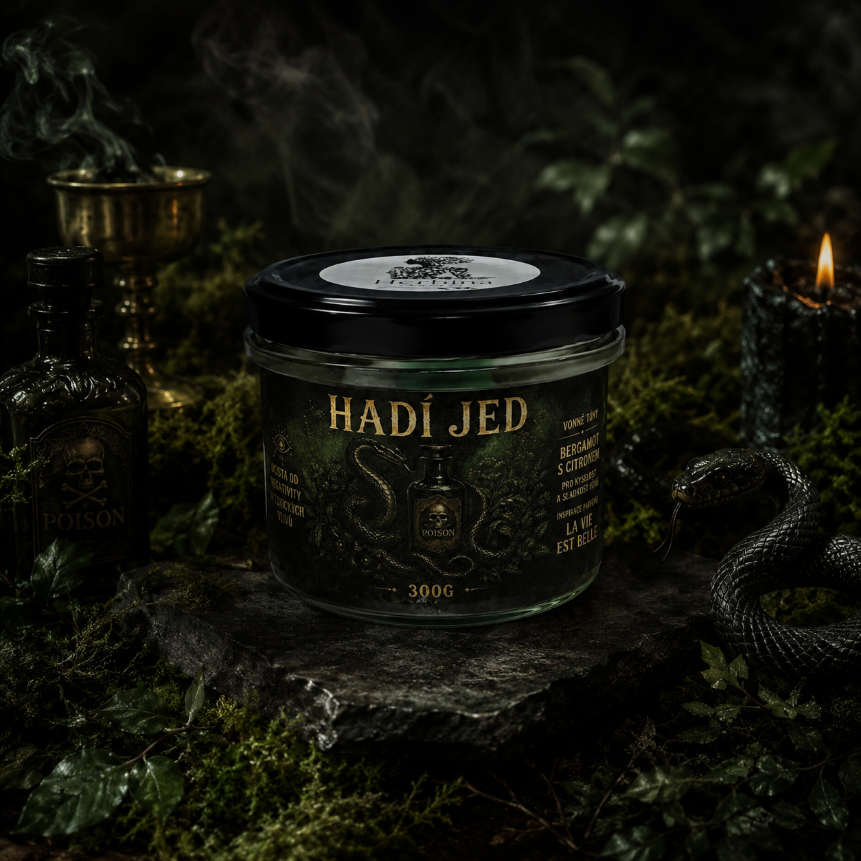 Vonná svíčka ve skle - Hadí jed (300g)