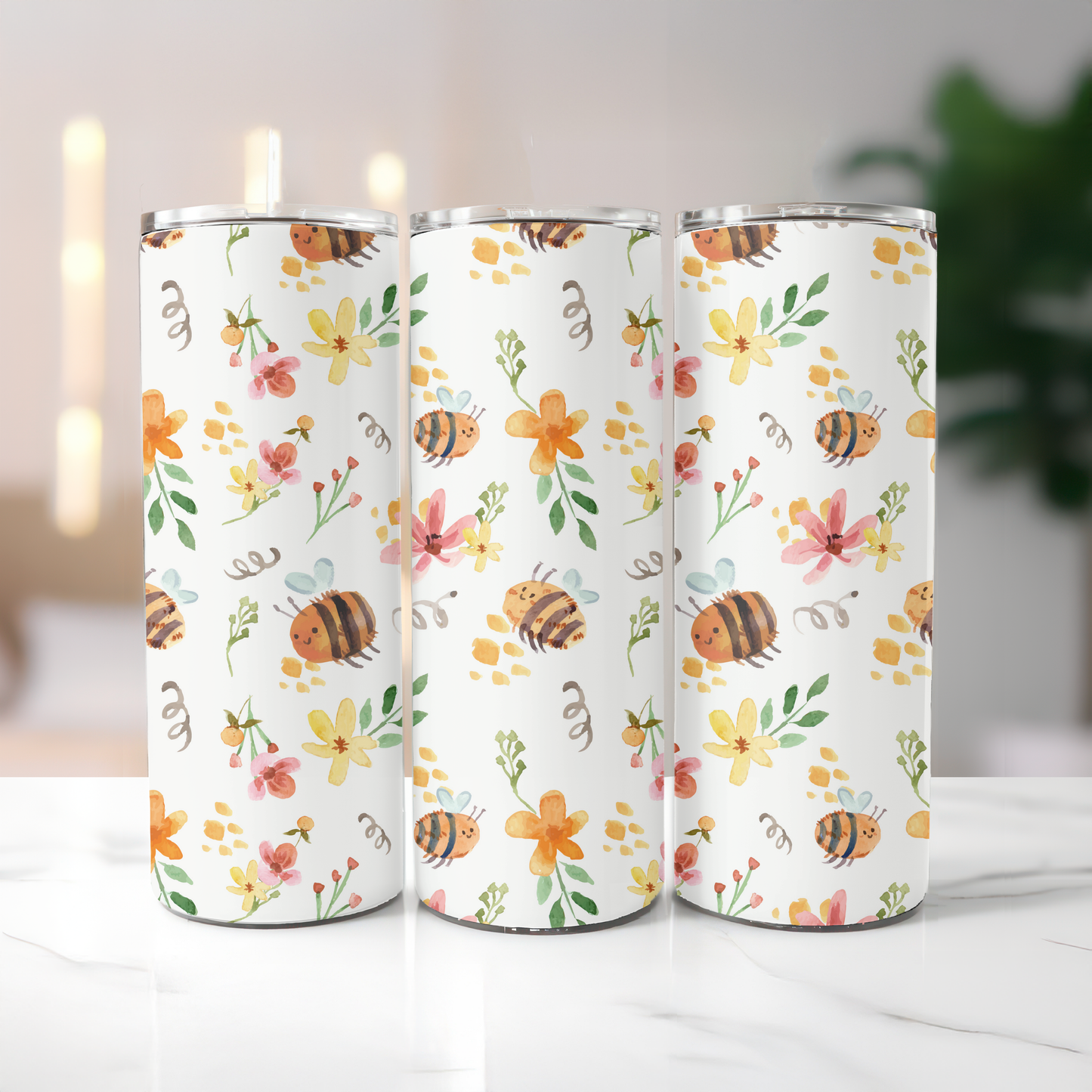 Termohrnek - Včelky s kytkami