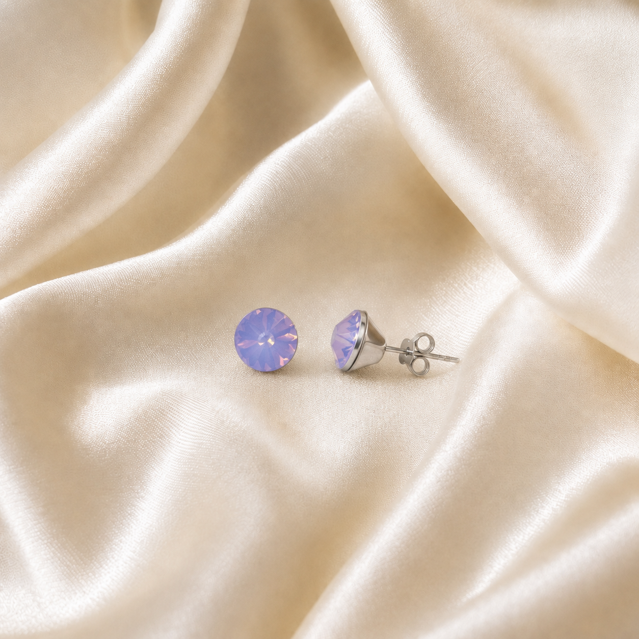Puzetové náušnice Swarovski Rivoli  - Fialkový opál