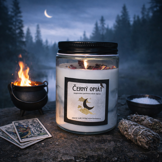 Parfémová & rituální svíčka - Černý opiát (400g)
