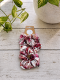 Hedvábná scrunchie - Růžový květinový vzor